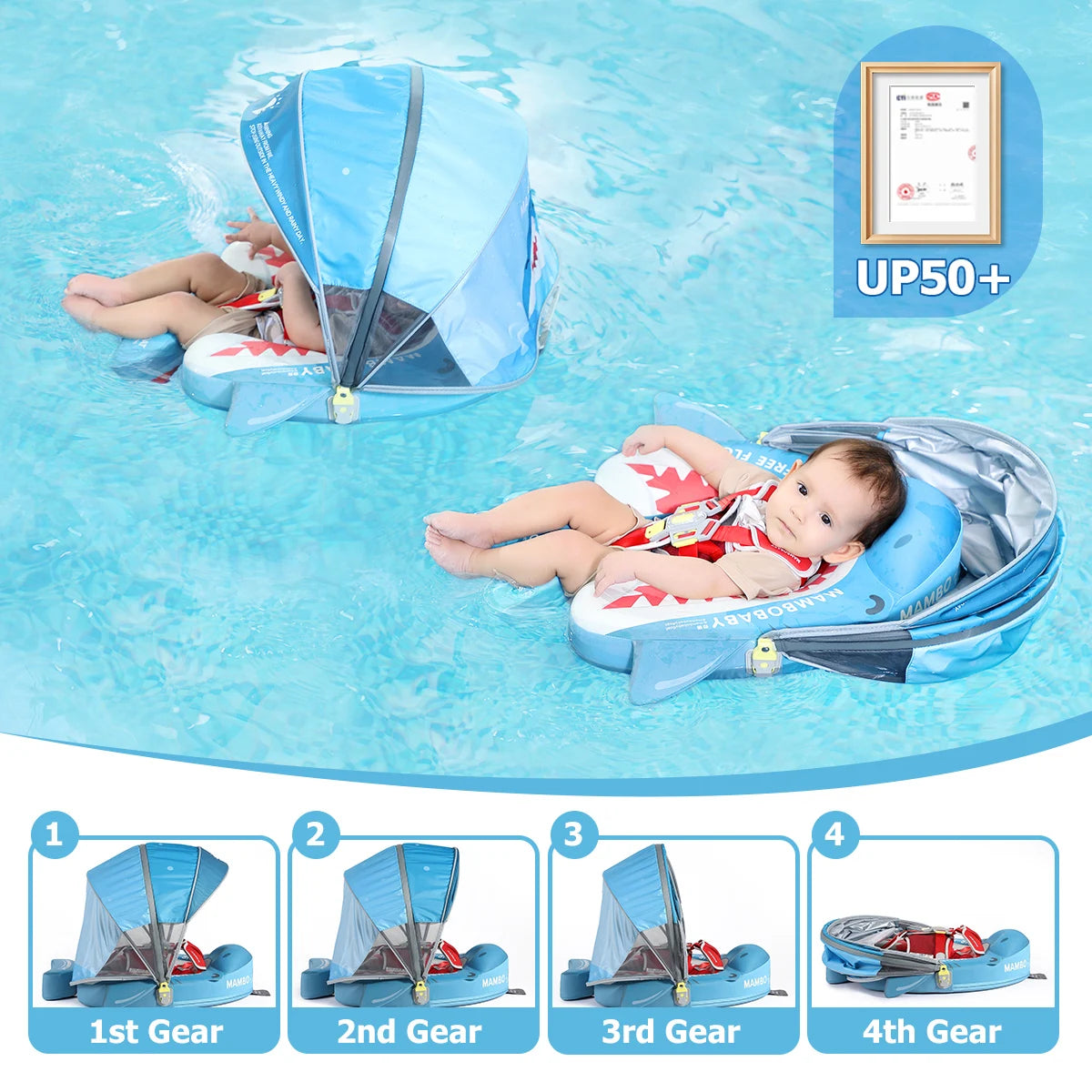 Mambobaby Baby Pool Float Vip 5 Dropshipping Blackproof Pool Mat For Infant Non-Inflatable Natation Buoy With Parasol Beach Toys