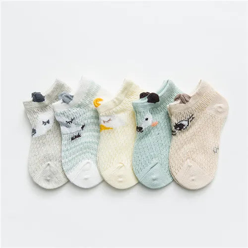 5Pairs/lot 0-24M Newborn Baby Boys Girls Socks Cartoon Cotton Baby Socks for Girls Infant Toddler Summer Mesh Thin Accessories