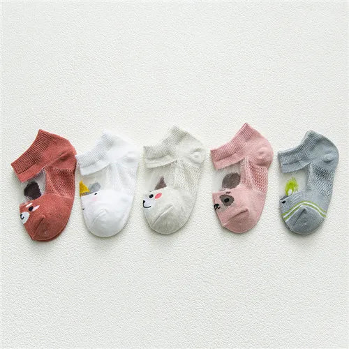 5Pairs/lot 0-24M Newborn Baby Boys Girls Socks Cartoon Cotton Baby Socks for Girls Infant Toddler Summer Mesh Thin Accessories