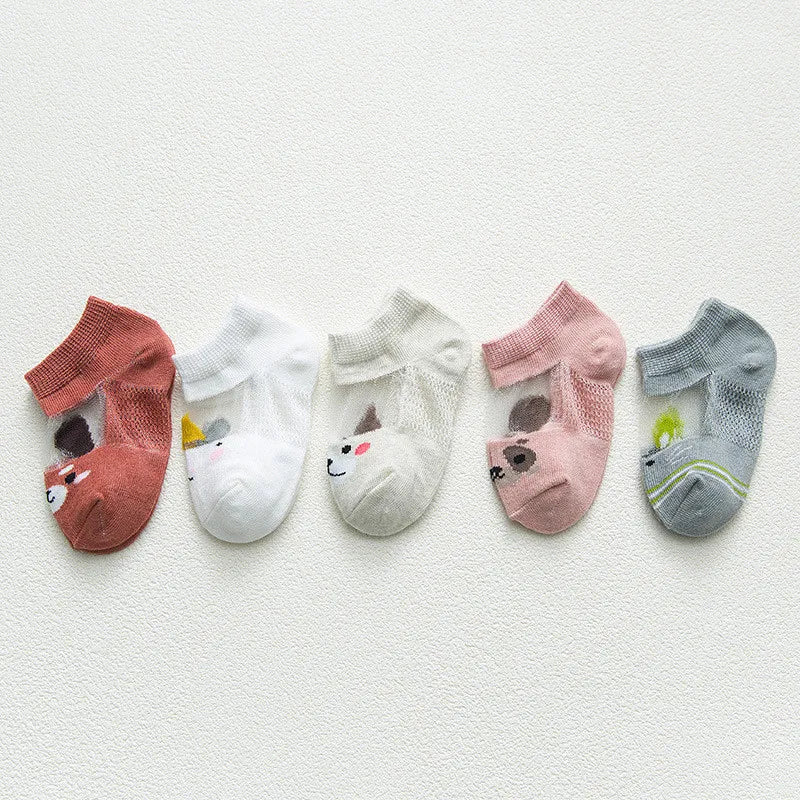 5Pairs/lot 0-24M Newborn Baby Boys Girls Socks Cartoon Cotton Baby Socks for Girls Infant Toddler Summer Mesh Thin Accessories