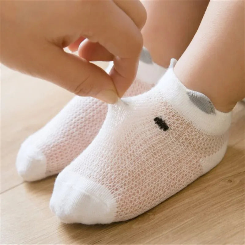 5Pairs/lot 0-24M Newborn Baby Boys Girls Socks Cartoon Cotton Baby Socks for Girls Infant Toddler Summer Mesh Thin Accessories