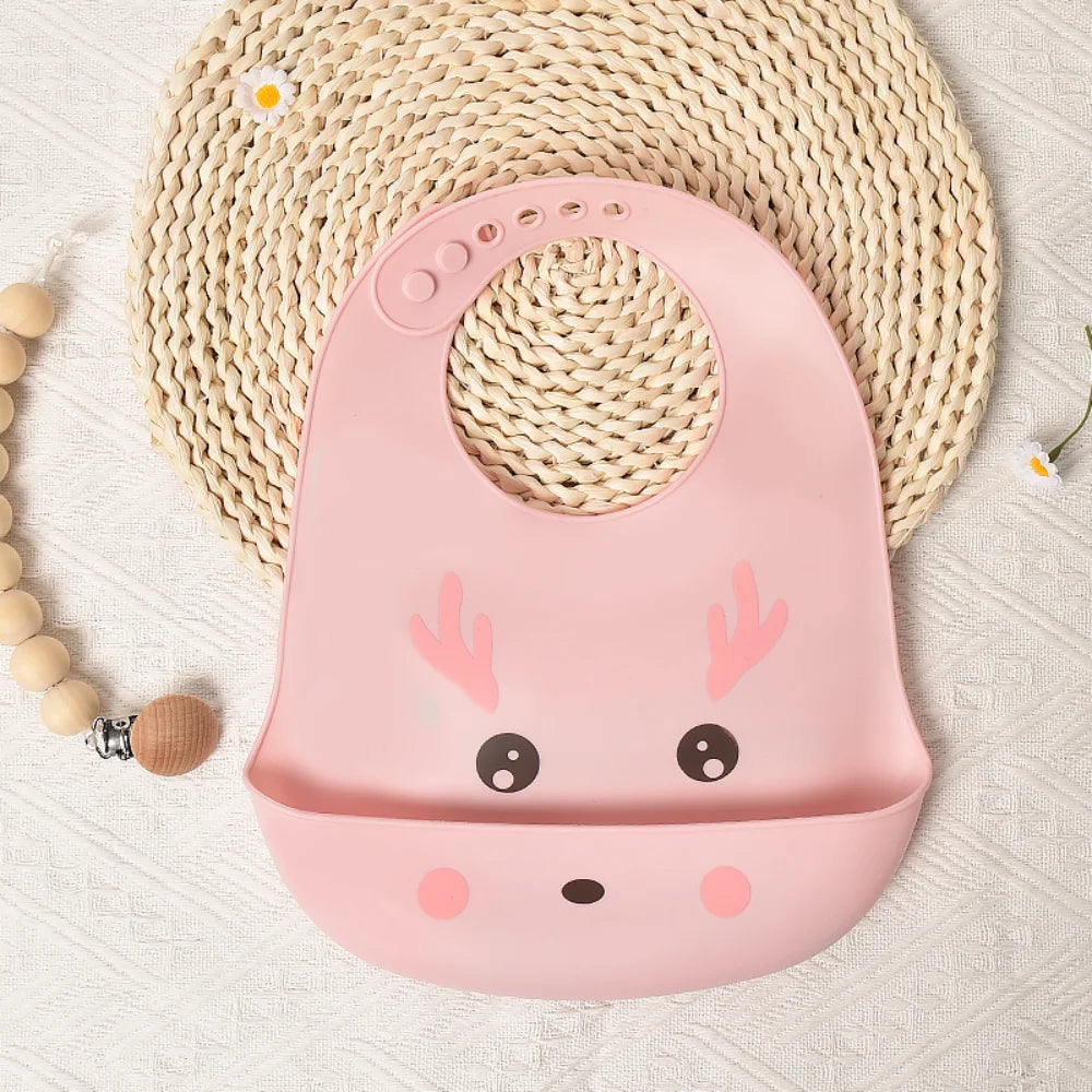 Hot Soft Silicone Baby Feeding Bibs Waterproof Antibacterial Toddler Kids Large Pocket Bibs baby accessories