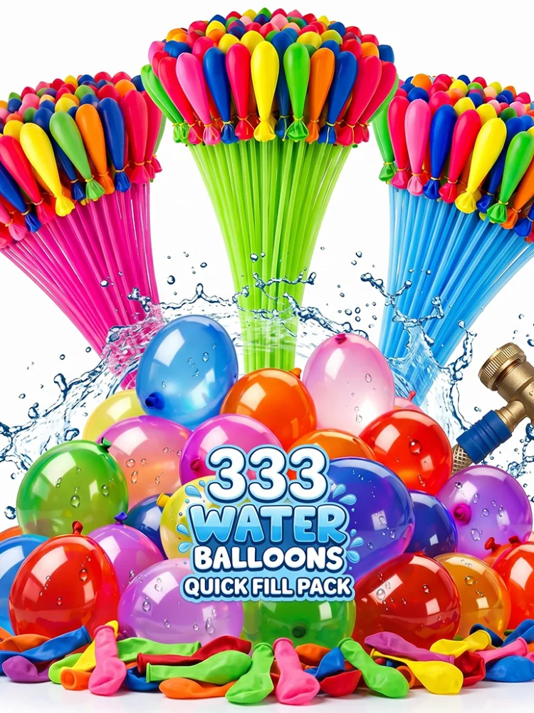 333Pcs Quick Fill Water Balloons Self-Tying Water Bombs Kids Summer Outdoor Pool Beach Splash Toys Family Party Fun Games