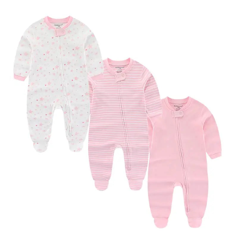 Kiddiezoom 3 Pcs/Lot Autumn Winter Unisex Cartoon Long Sleeve Baby Boy Girl Romper 100%Cotton Soft Newborn Jumpsuits Clothing