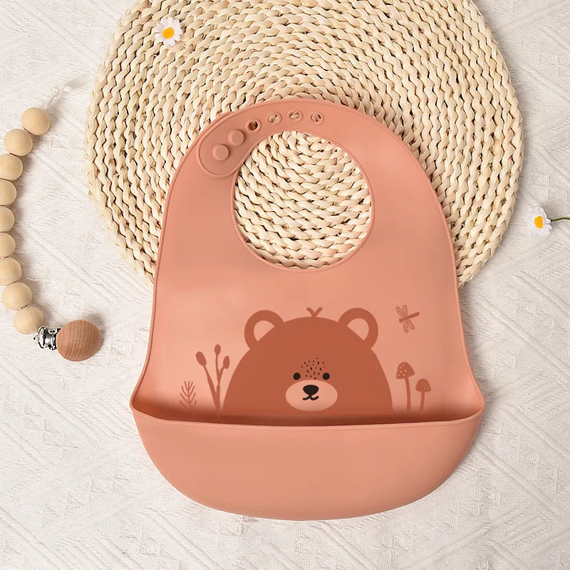 Hot Soft Silicone Baby Feeding Bibs Waterproof Antibacterial Toddler Kids Large Pocket Bibs baby accessories