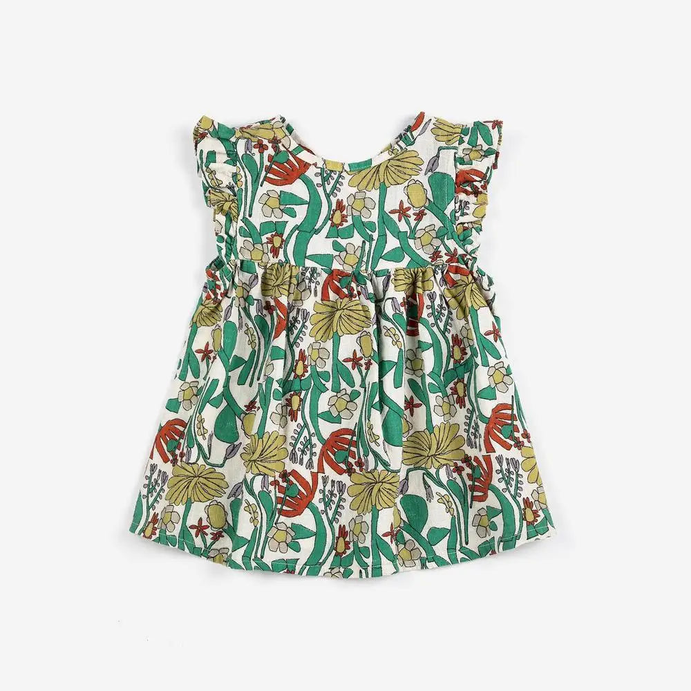 Fashion Girls Dress 2026 Spring Summer Flower Printed Fashion Dresses Baby Kids Skirts Series Outfit Clothing