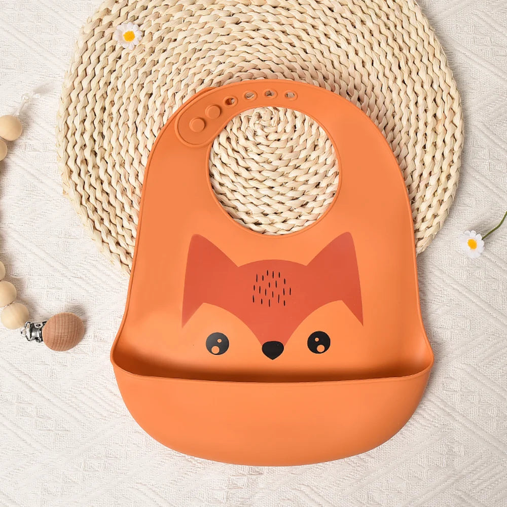 Hot Soft Silicone Baby Feeding Bibs Waterproof Antibacterial Toddler Kids Large Pocket Bibs baby accessories