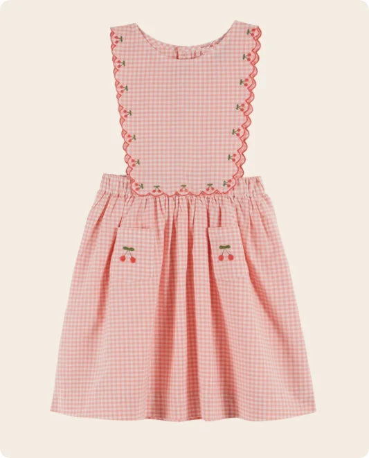 2026 SS Summer Embroidered flowers Girl Denim Dress EM Pleated Kids Short Sleeve Princess Dresses Clothes
