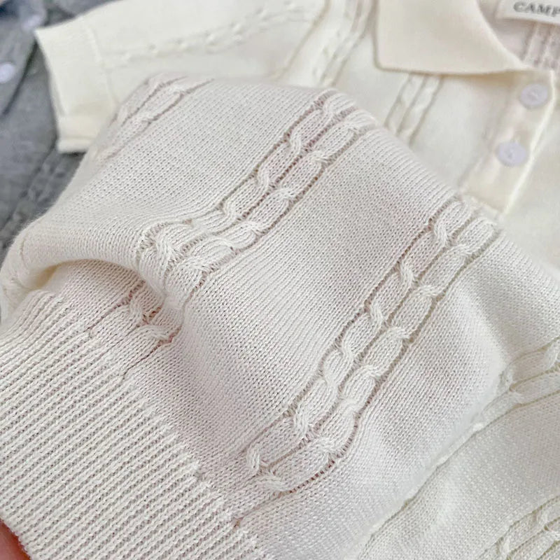 MILANCEL New Summer Kids Polo Shirts 18M-8Y Solid Color Knit Girls T-shirt Loose Ventilate Children Clothes Boys Leisure Tops
