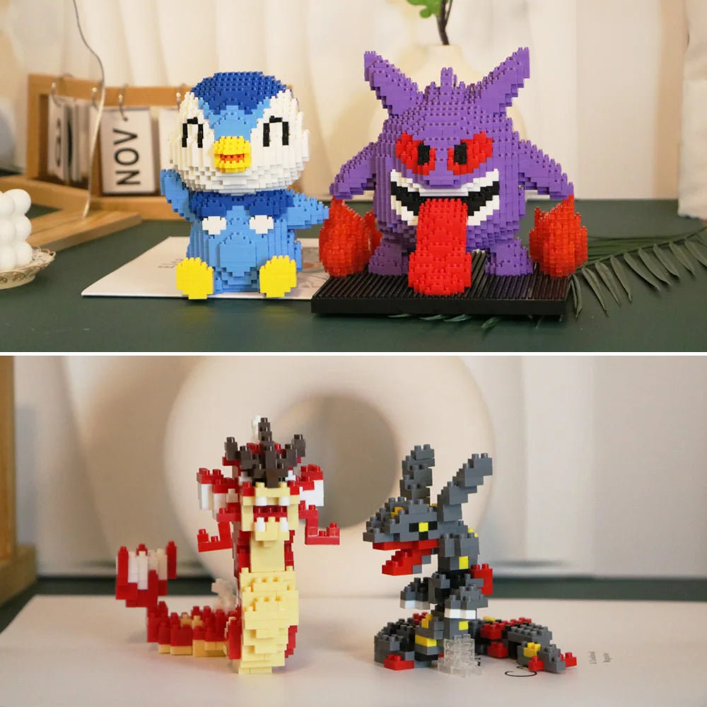 Pokemon Gengar Lucario Mewtwo Building Blocks Piplup Mega Rayquaza Charizard Assembled Mini Bricks Toys For Kid Christmas Gift