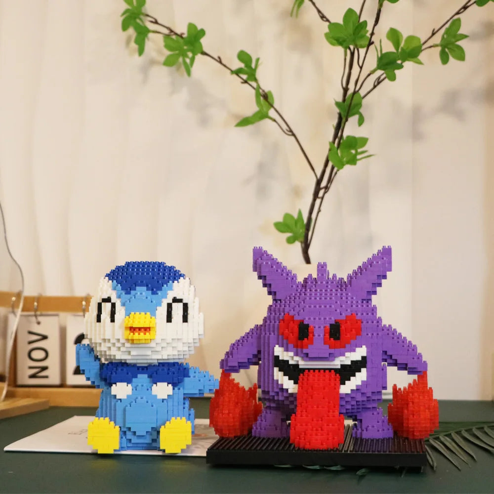 Pokemon Gengar Lucario Mewtwo Building Blocks Piplup Mega Rayquaza Charizard Assembled Mini Bricks Toys For Kid Christmas Gift