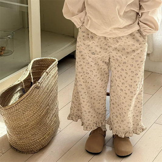 2026 Spring New Girls Cotton Loose Harem Pants Children Girl Clothes Casual Ankle-length Trousers Toddler Kids Corduroy Pants