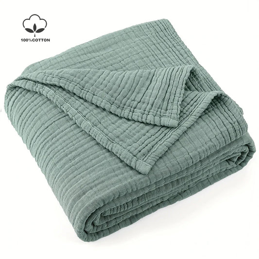 Battilo 100% Cotton Muslin Throw Blanket for Sofa 6 Layer Breathable Lightweight Boho Throws for Couch Bed Large Summer Blankets