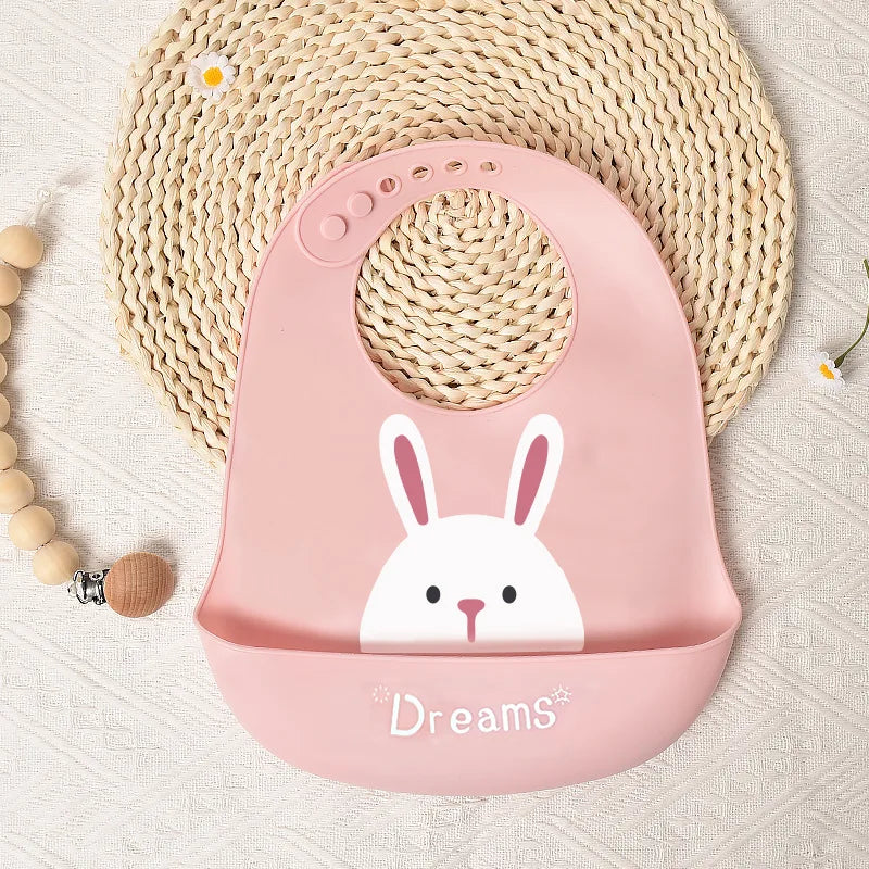 Hot Soft Silicone Baby Feeding Bibs Waterproof Antibacterial Toddler Kids Large Pocket Bibs baby accessories